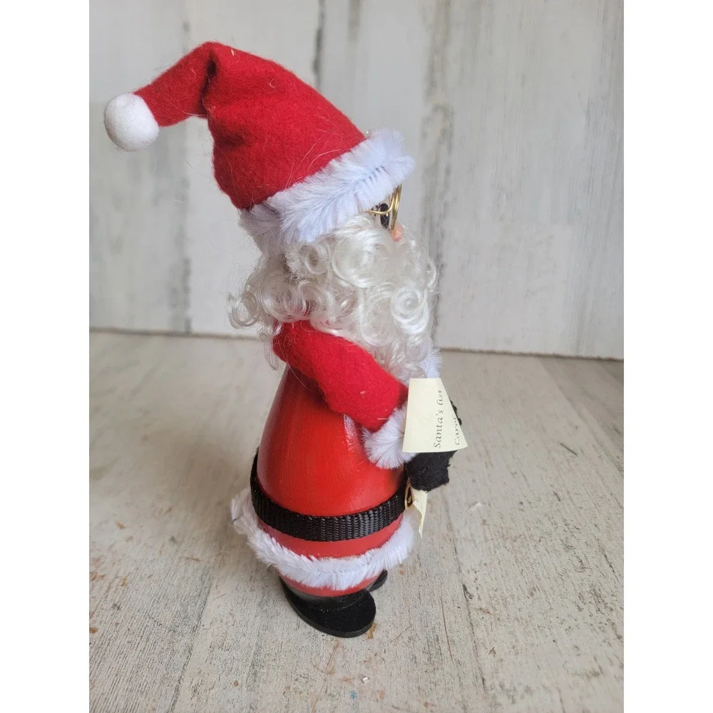 Santa Claus naughty nice list wooden doll vintage Xmas glasses home decor